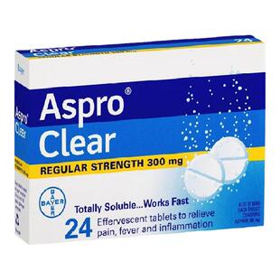 新西兰药房拜耳Aspro阿司匹林泡腾片24粒消炎止痛痛经痛风发烧