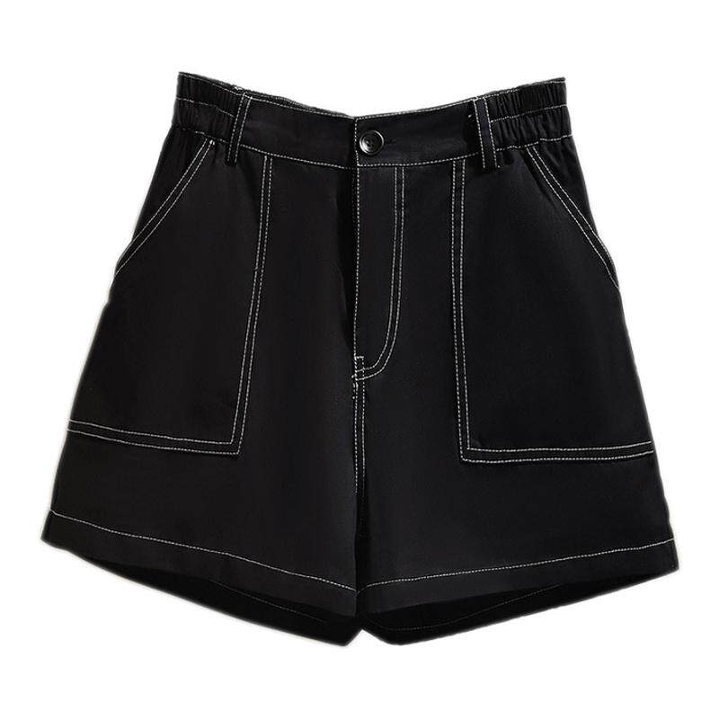 300斤大码女装胖妹妹mm夏季牛仔短裤女遮肚显瘦宽松阔腿热裤高腰