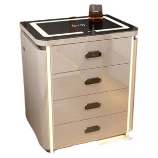 智能床头柜保险柜一体奶咖深灰60高无线蓝牙音响语音灯卧室感应灯