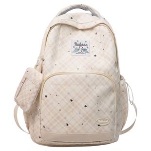 2026新款高颜值条纹星星双肩包初高中生大容量书包轻便休闲款背包