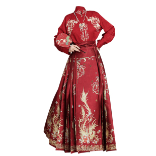 新中式马面裙套装女妆花汉服敬酒服国风红色婚服搭配的上衣秋季款