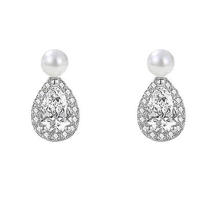 BENSHENG925纯银贝珠水滴耳钉女