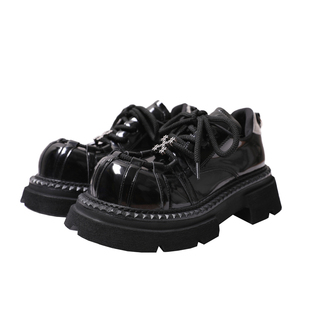 PJH 男士增高5cm系带乐福鞋复古松糕百搭德比鞋真皮休闲男女单鞋