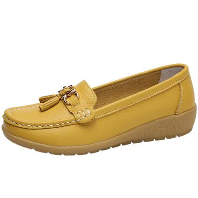 舒适真皮软底豆豆鞋女春秋妈妈鞋