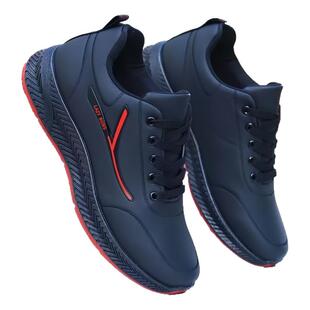 2024春秋男款男鞋皮面防水防滑男鞋耐磨跑步厨师工作鞋休闲运动鞋