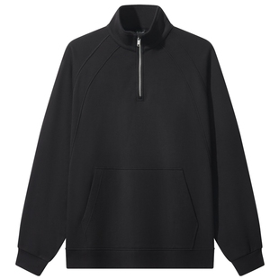 【结构分割】卡宾立领半拉链卫衣男春季新款重磅纯棉长袖上衣