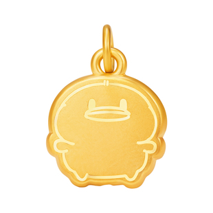 明牌珠宝＆饭粒猫与包子鸭联名 黄金拥抱鸭吊坠 足金项坠ASY0686