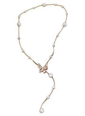 【我的脸很圆】珍珠蝴蝶吊坠项链小众抽拉长款锆石蝴蝶颈链锁骨链