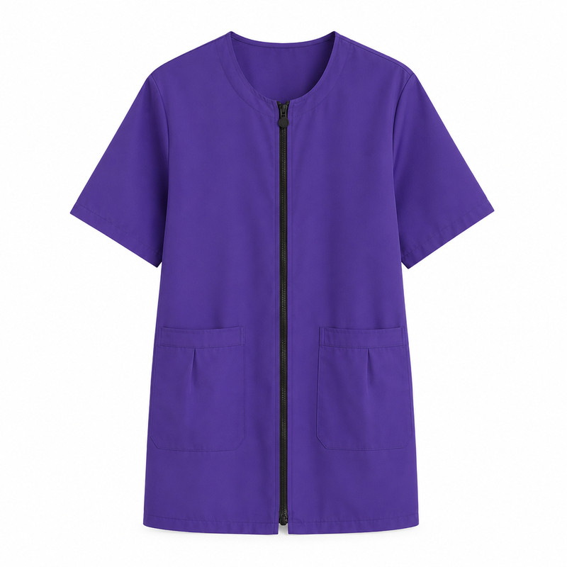 短袖工作服女款防水防油耐脏透气工作服厨房专用拉链罩衣上班干活