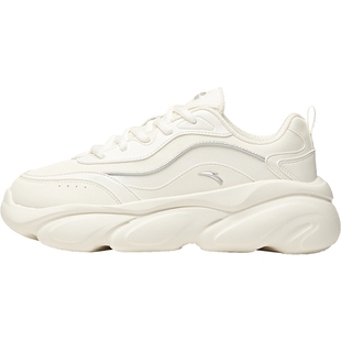 安踏女鞋喵喵鞋2026新款革面白色女款老爹鞋厚底增高复古运动鞋女