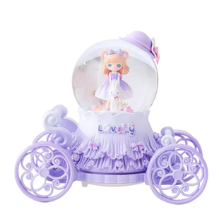 梦幻粉色公主发光马车水晶球音乐盒旋转八音盒六一儿童节生日礼物