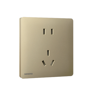 西门子插座开关面板家用灵煜香槟金色一开五孔双控超薄哑光电脑插