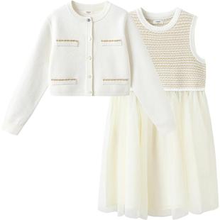 巴拉巴拉女童连衣裙套装中大童宝宝洋气小香风裙子春秋款童装儿童