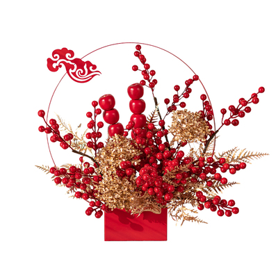 新年喜庆发财果年宵花装饰摆件