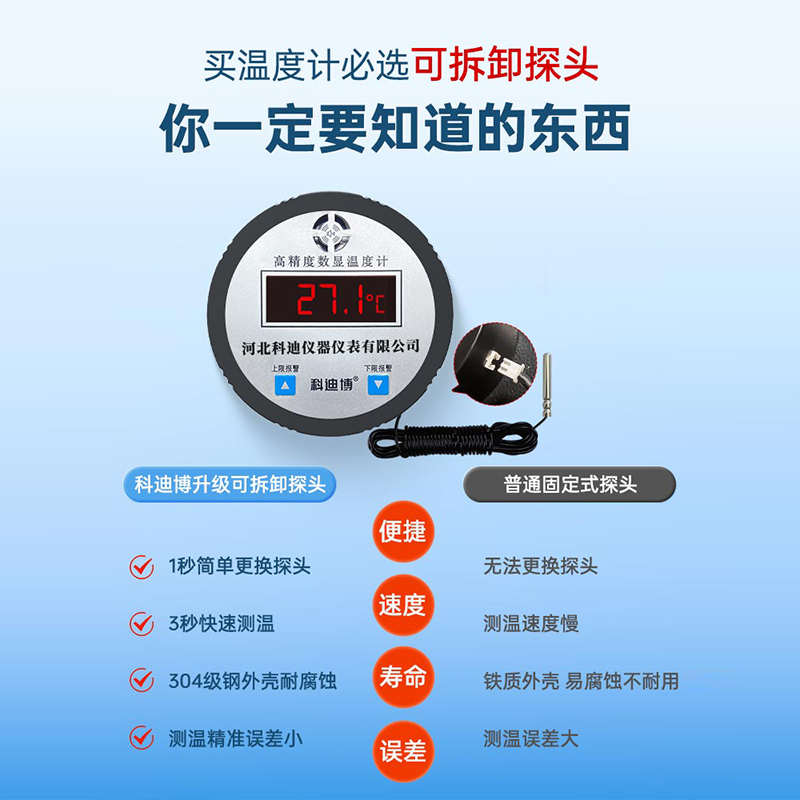 温度计工业用温度表测水温水温计电子温度计带探头数显水温显示器