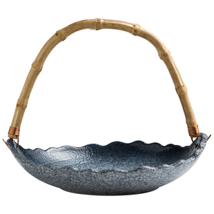 手提吊盘陶瓷水果盘日式寿司店网红刺身料理盘特色西餐盘个性创意