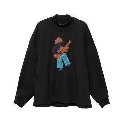 MOVEUP幻走2025冬季新款.FUN系列双层领毛巾绣加绒短款卫衣女