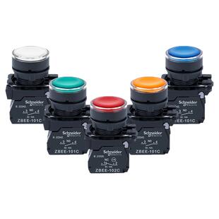 施耐德带灯按钮开关XB5AW33B1C LED绿红黄蓝灯34M2C 电压24V220V