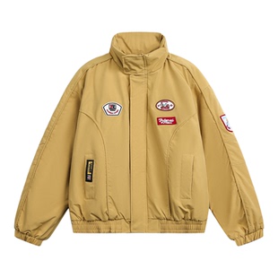 悟空有货潮牌美式复古徽章刺绣解构立领棉服男女冬季情侣保暖棉衣