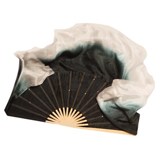 真丝舞蹈扇子加长中国风古典民族舞渐变书简水墨孤月杳然跳舞扇子