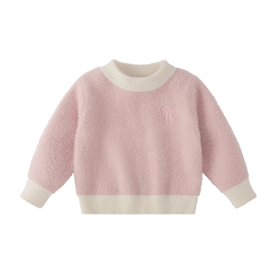 女童水貂绒毛衣秋冬三岁宝宝冬装上衣小童针织衫冬儿童加厚打底衫