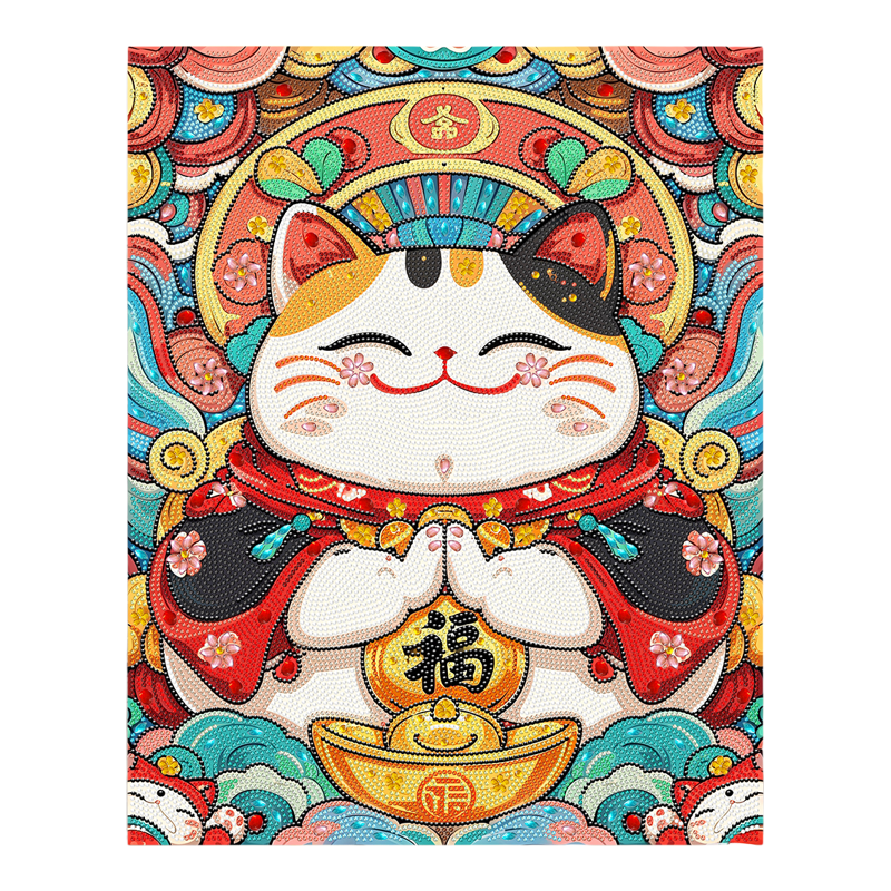 招财猫国风DIY满钻钻石画