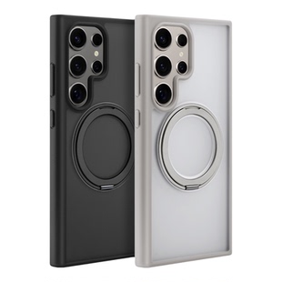 适用Galaxy三星S25Ultra 5g手机壳S26+磁吸壳S24plus支点外壳新款S25u带支架全包镜头透明电话保护套简约防摔