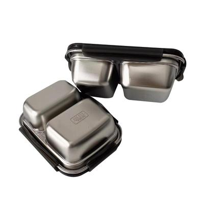 304不锈钢小饭盒分隔两格可微波便当盒上班族带饭小盒子ins风潮厚