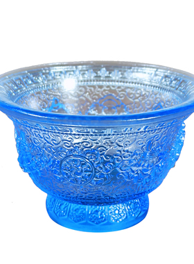 琉璃八吉祥中式佛堂净水杯摆件