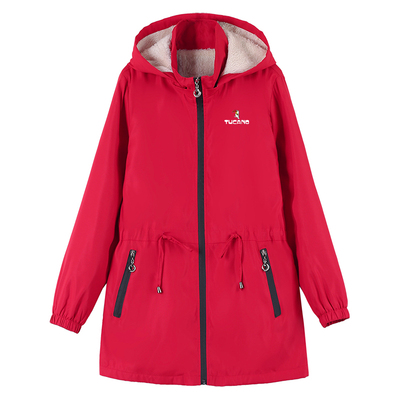 啄木鸟加绒加厚风衣外套女士2025秋冬季新款防风保暖中长款夹克女