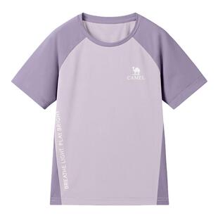 小骆驼童装短袖T恤薄女童夏季2026新款圆领中大童速干衣儿童上衣