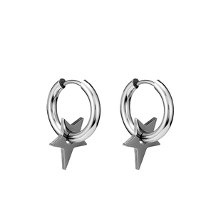 VOYAGE星星圈圈男士钛钢耳环女小众设计感高级耳钉男生耳圈耳扣夏