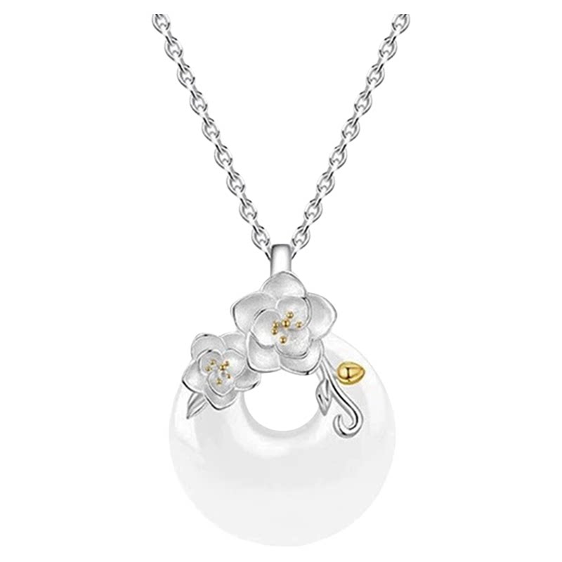 儿童项链女款2025新款山茶花平安扣和田玉吊坠生日礼物女生学生党