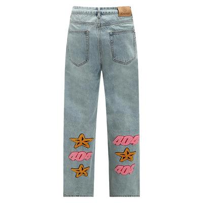 404MOB毛巾绣长裤牛仔裤