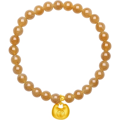 周六福金镶玉和田糖玉小胖福手串