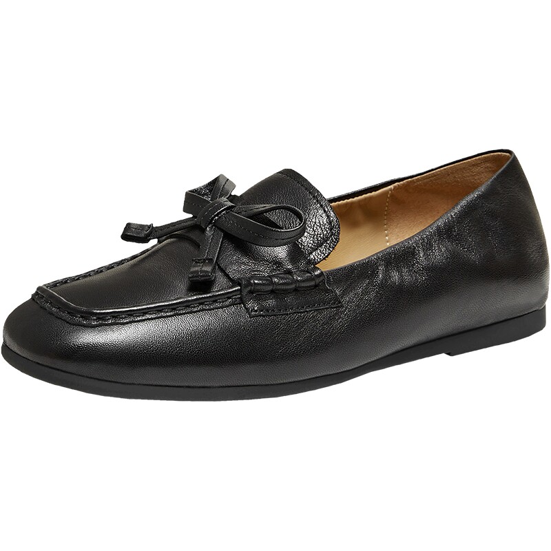 TATA他她女鞋2026春季新款豆豆鞋羊皮休闲鞋子百搭乐福鞋NZM01AA6