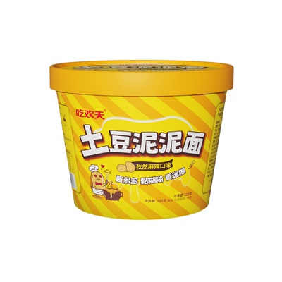 吃欢天土豆泥泥拌面孜然麻辣味