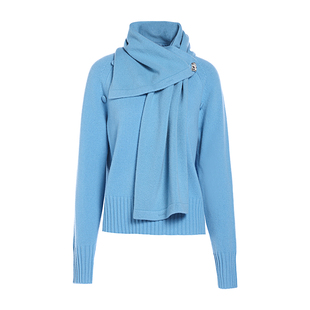 【100%绵羊毛】JESSIE围巾款毛衣女长袖保暖打底衫2025年冬季新款