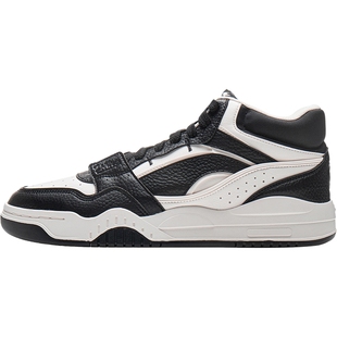 李宁月白HI丨高帮板鞋男鞋秋季新款美式高街黑白熊猫休闲鞋运动鞋