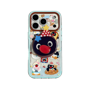 二合一磁吸可爱卡通企鹅适用苹果17promax手机壳iphone16pro新款15带支架14双层13女17镜头全包防摔保护套pm