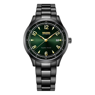 宾爵镶真钻手表全自动机械表男款经典商务男士品牌防水手表黑钢带