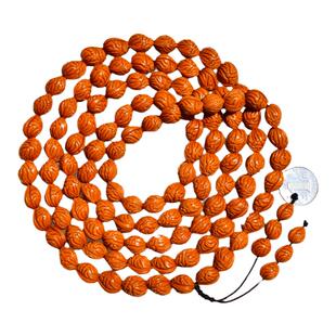 精品天然小籽野生龙纹桃核长串纯手工项链手持念珠挂脖佛珠