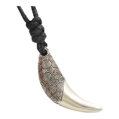 实心足银狼牙吊坠男挂饰