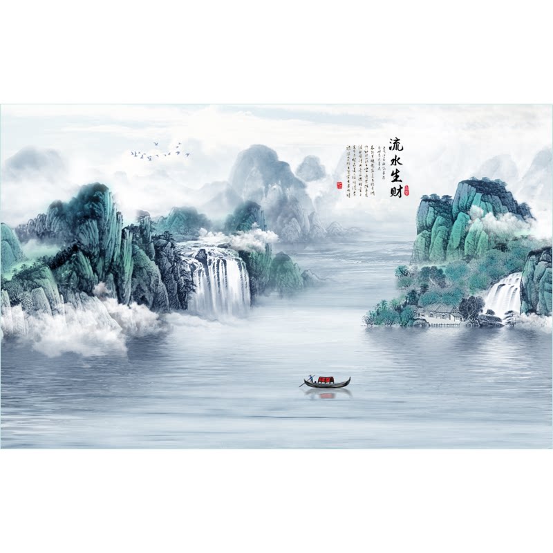 风景画客厅壁画墙布防水防潮结实