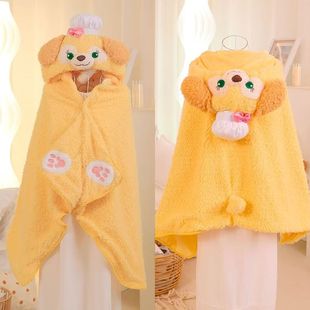 卡通可爱厨师狗连帽U枕双层保暖连帽斗篷披肩办公室空调午睡毯披
