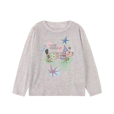 local aliens外星沙龙美式复古彩纱弹簧小狗罩衫休闲宽松长袖T恤