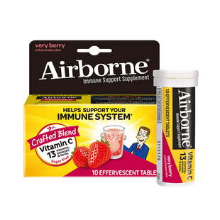 Airborne泡腾片复合vc片维生素c泡腾泡片成人维他命 草莓味10粒