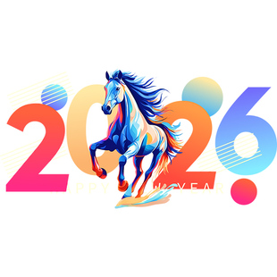 2026新年装饰玻璃贴纸炫彩蓝马春节窗花装扮马年静电培训机构布置