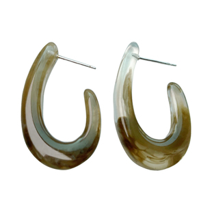 日韩简约几何弧形耳环温柔棕色磨砂质感晕染小众设计感耳饰银针