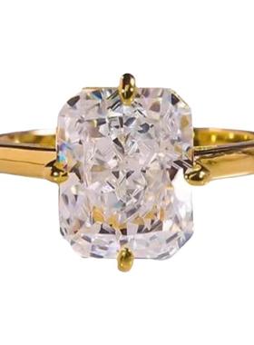 进口D色莫桑石冰花方糖戒指